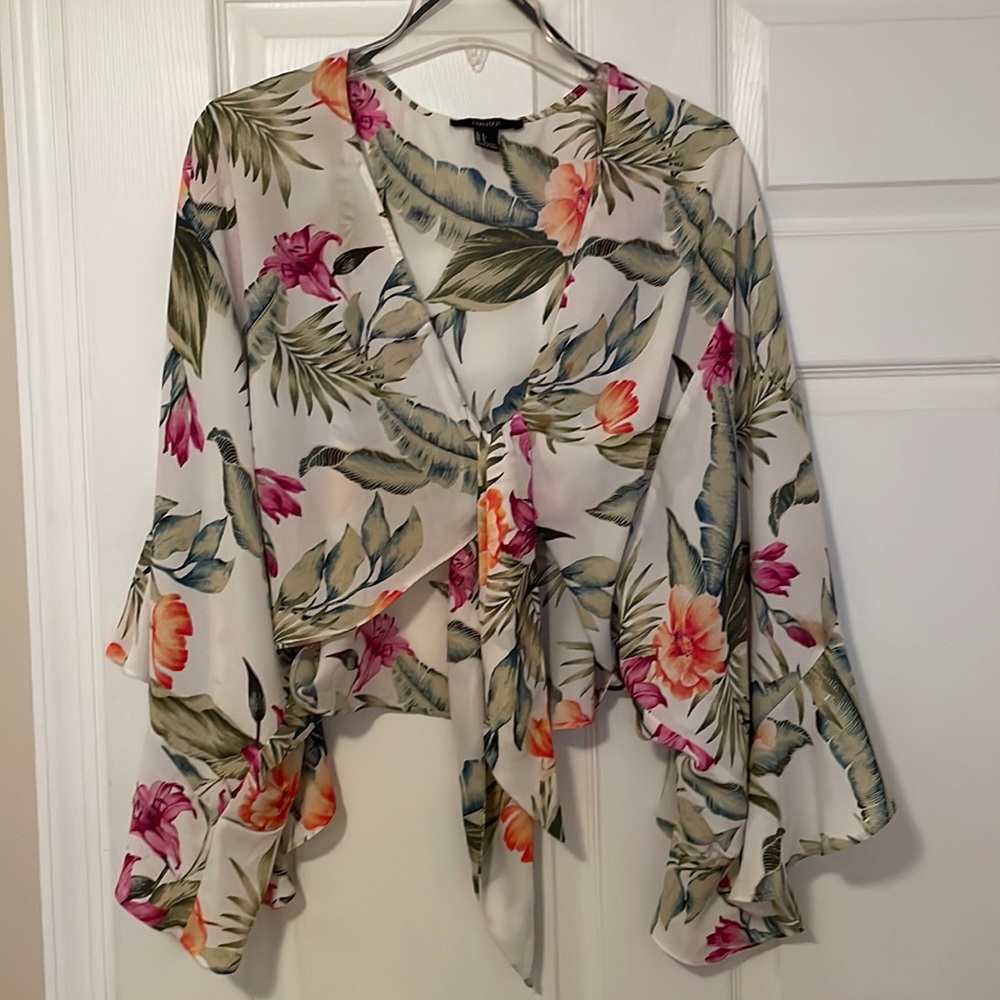 Multi color floral tie top